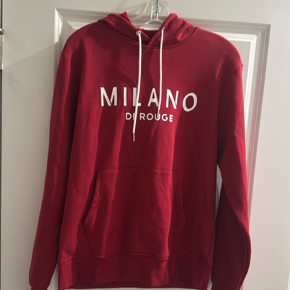 Gorgeous red Milano di rouge hoodie fully velour lined.